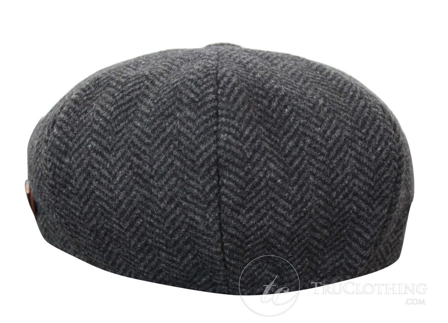 Mens Peaky Blinders Charcoal Tweed Gatsby Flat Baker Hat