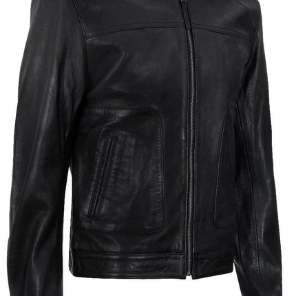 Men’s Classic Fitted Leather Biker Jacket-Austin