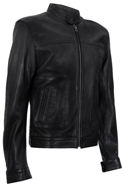 Men’s Classic Fitted Leather Biker Jacket-Austin