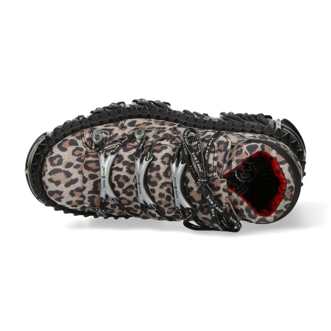 New Rock M-106Wall-C56 Leopard Print Leather Gothic Platform Ankle Boots