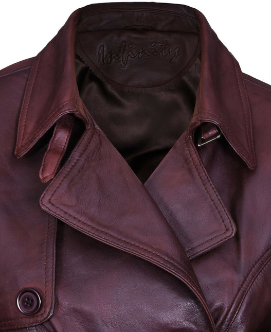 Womens Nappa Leather Trench Coat-Mosul