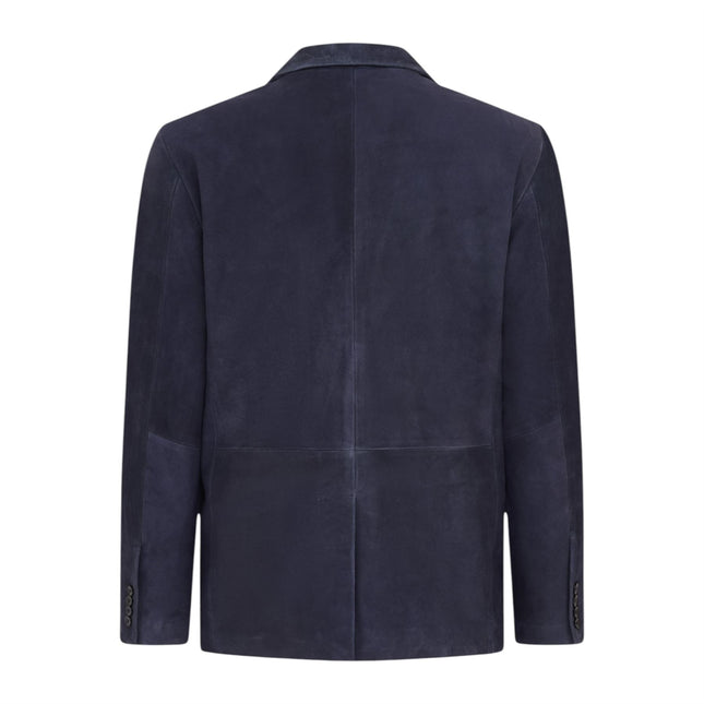 Mens Italian Navy Suede Leather Blazer Jacket - Aarau