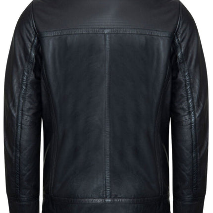 Men's Leather Quilted Biker Puffer Jacket - Brasília