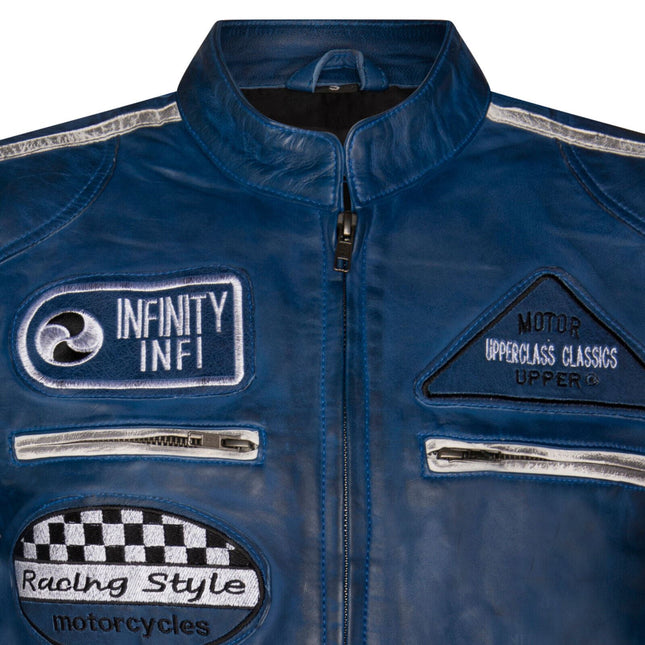 Mens Racing Leather Biker Jacket-Portland