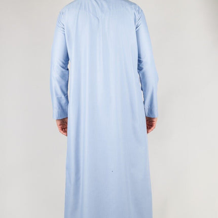 Men's Blue Thobe Emirati Islamic Jubba Robe Eid Tassel Regular Fit