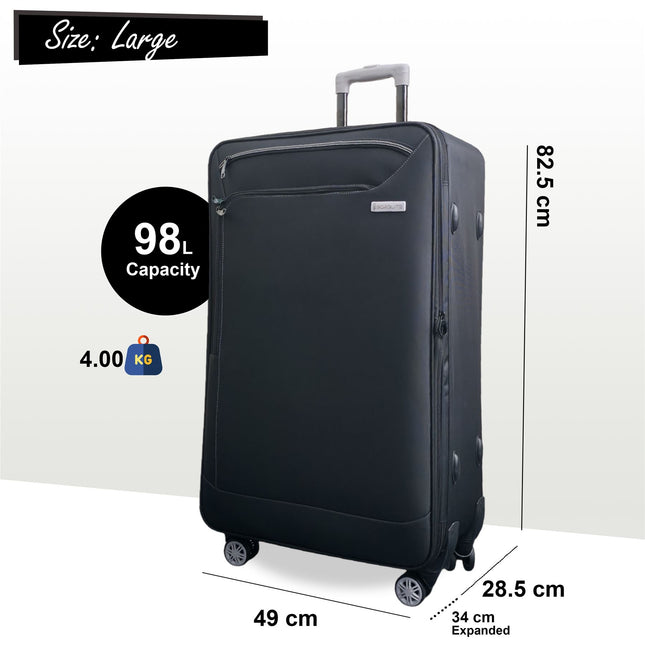 Lightweight Soft Shell 8 Wheels Luggage Travel Cabin Holiday Bags Suitcase Set