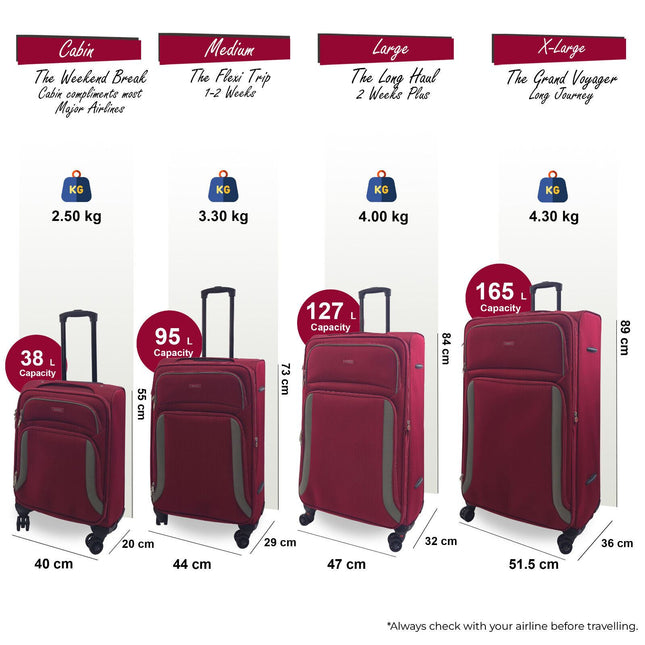 Soft Shell Suitcase Luggage Set Travel Light Carry On Cabin Bag