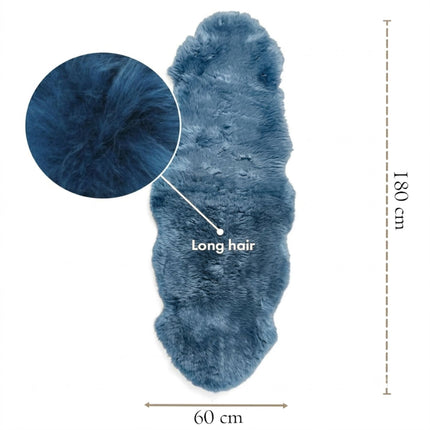 Genuine Sheepskin Diamond Blue Double Natural Fluffy Silky Soft Real Wool Rug