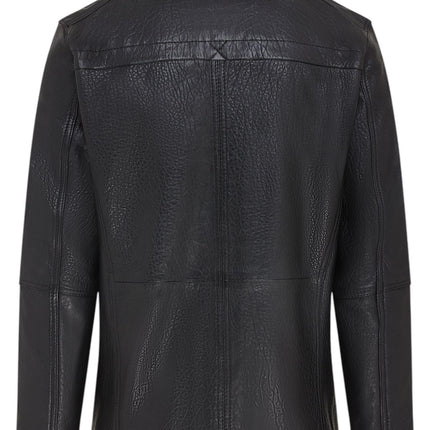 Mens Warm Mid-Length Leather Biker Coat - Sikander