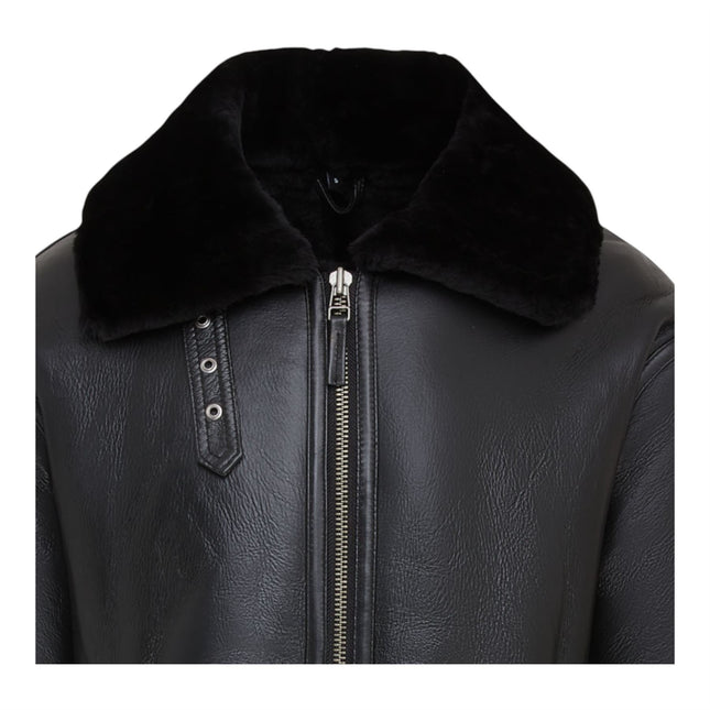 Mens B3 Aviator Real Sheepskin Leather Flying Jacket-Hobart