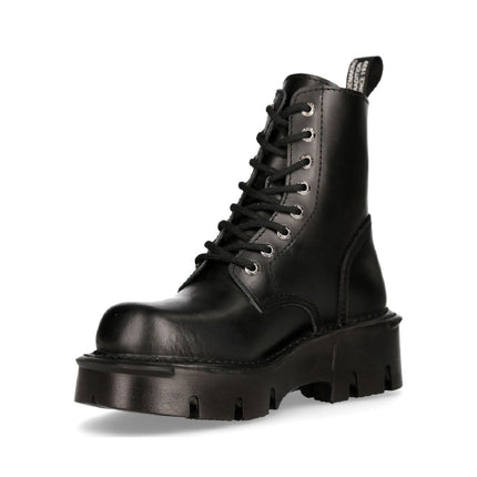 New Rock Unisex Black Gothic Military Biker Boots- Mili084N-S3