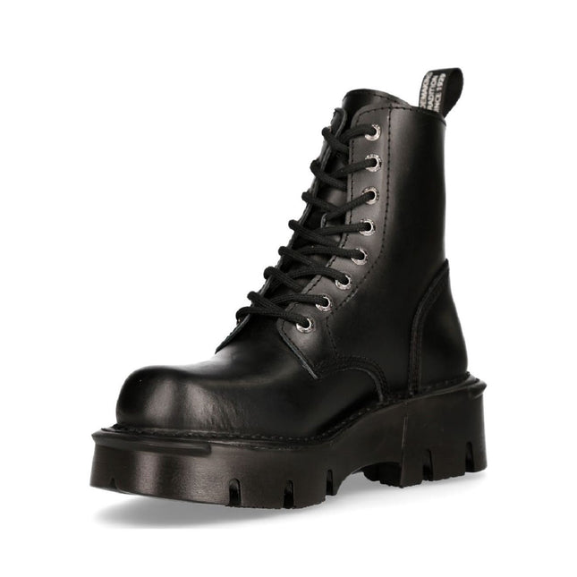 New Rock Unisex Black Gothic Military Biker Boots- Mili084N-S3