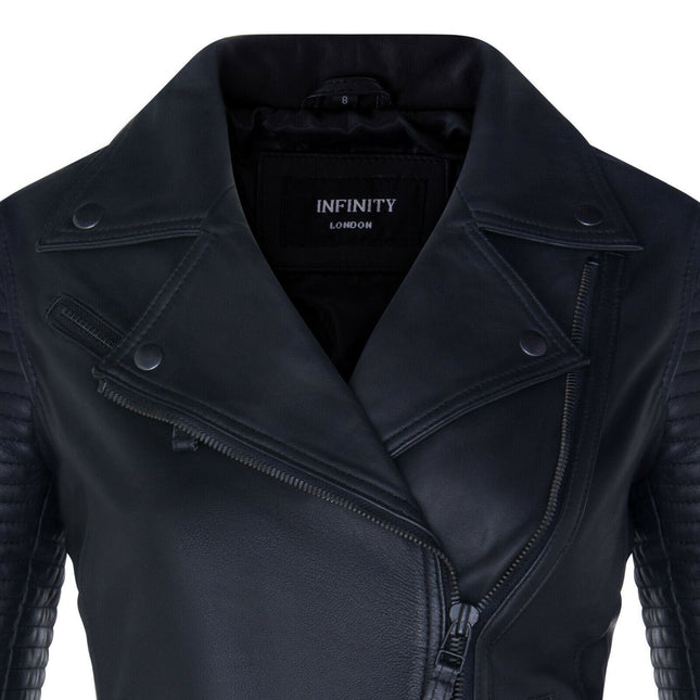 Womens Leather Matt Vintage Brando Biker Jacket-Taipei