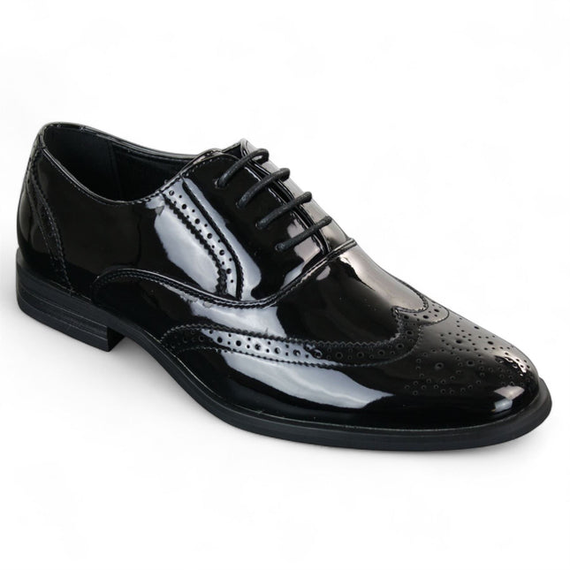 Men's Patent Lace-Up Black Brogues Smart Dress Shoes