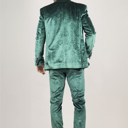 Men's Green 3 Piece Velvet Wedding Tuxedo Formal Suit