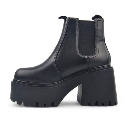 Windsorsmith Womens Black Leather Platform Ankle Chelsea Boots - Tricky