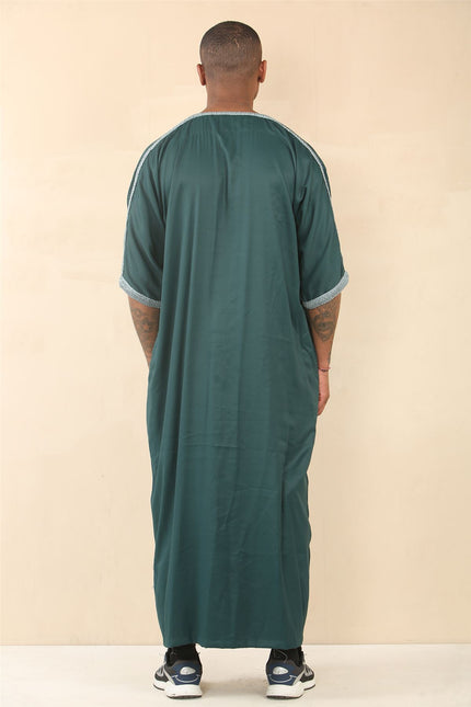 Men's Green Moroccan Thobe Jubba Robe Eid Djellaba Gandoura