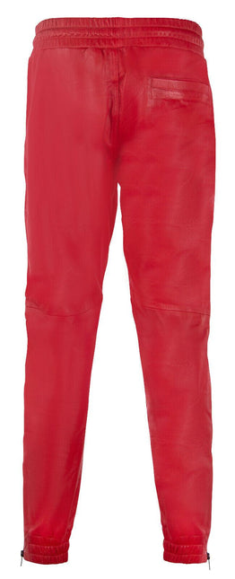 Mens  Leather Jogging Bottoms-Boston