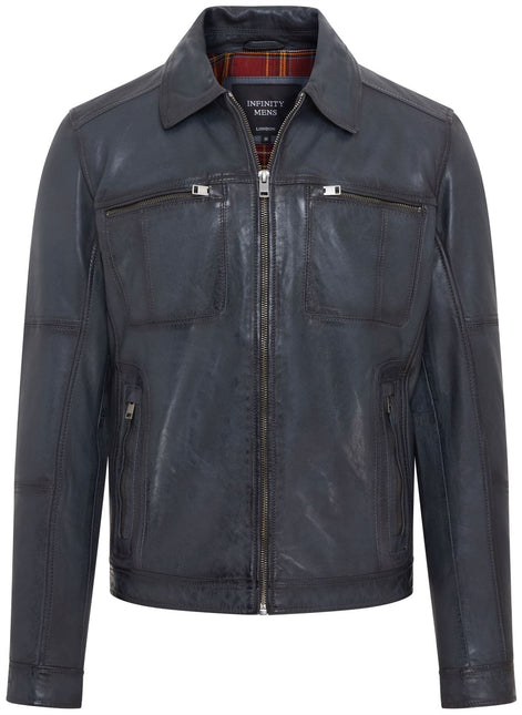 Men's Vintage Classic Short Soft Leather Biker Jacket