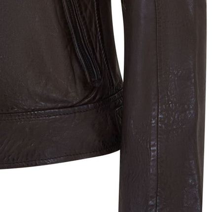 Womens Retro Biker Quilted Vintage Leather Fitted Motorcycle Jacket