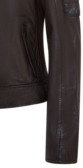 Womens Retro Biker Quilted Vintage Leather Fitted Motorcycle Jacket