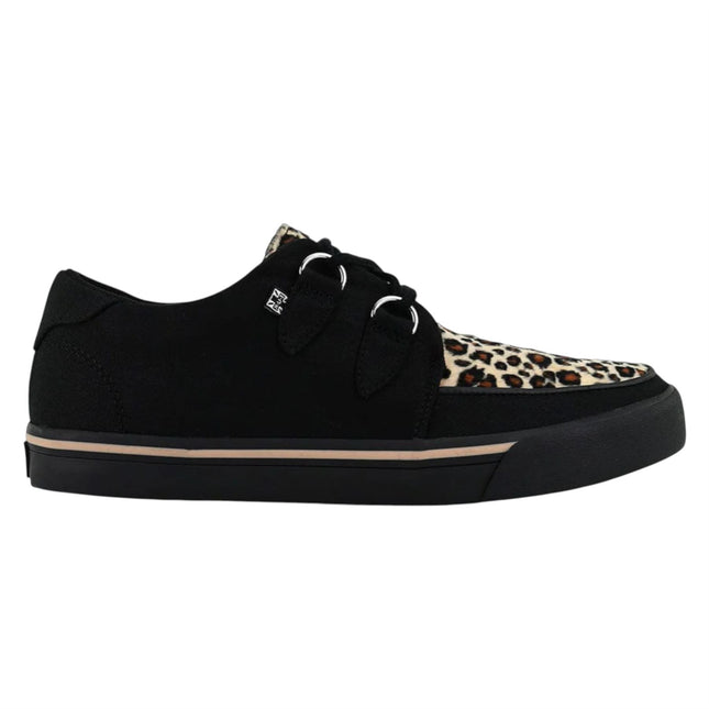 TUK Pointed Creeper Sneaker Black Leopard Canvas Platform Shoes - A9180