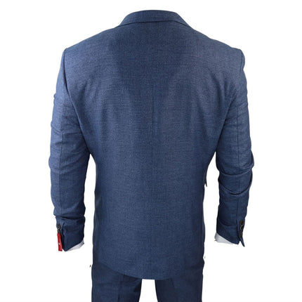 Men's 3 Piece Blue Prince Of Wales Check Suit