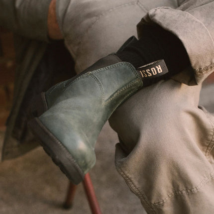 Rossi 607 Booma Moss Olive Green Leather Chelsea Boot