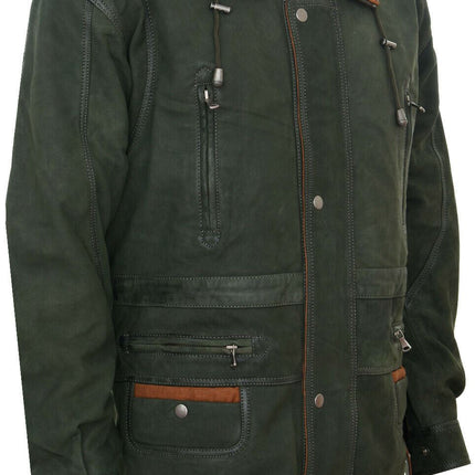 Mens Nubuck Leather Parka Coat-Winnipeg