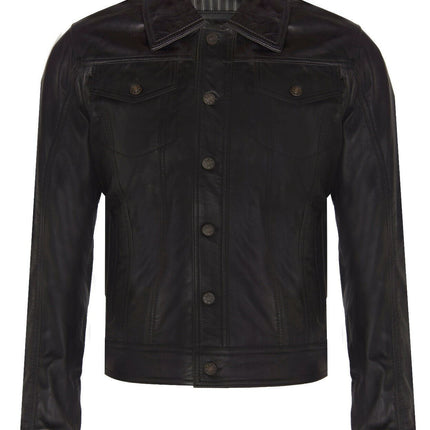 Men’s Retro Leather Trucker Jacket-Constantine
