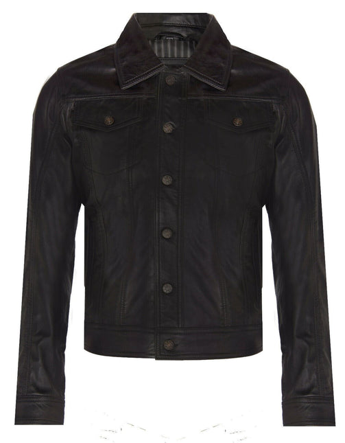 Men’s Retro Leather Trucker Jacket-Constantine