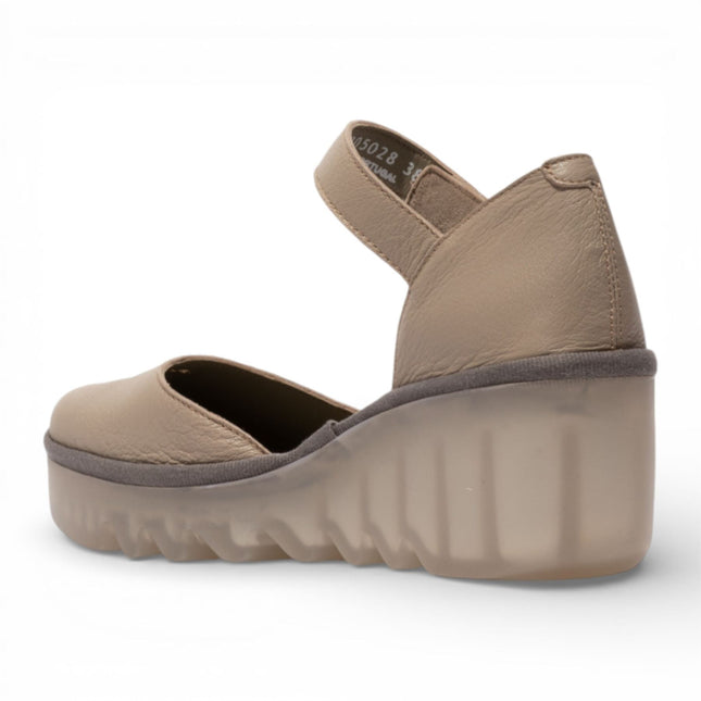 Fly London Women's Taupe BISO305FLY Suede Leather Wedge Sandals