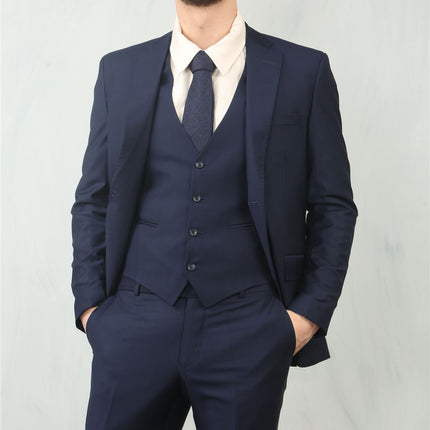 Men's Navy 3 Piece Formal Classic Prom Suit Workwear