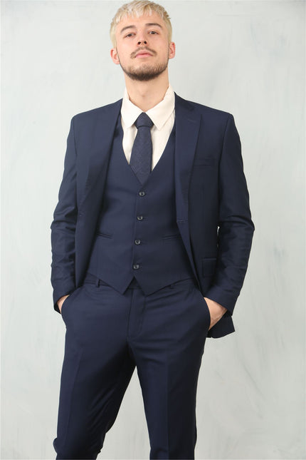 Men's Navy 3 Piece Formal Classic Prom Suit Workwear