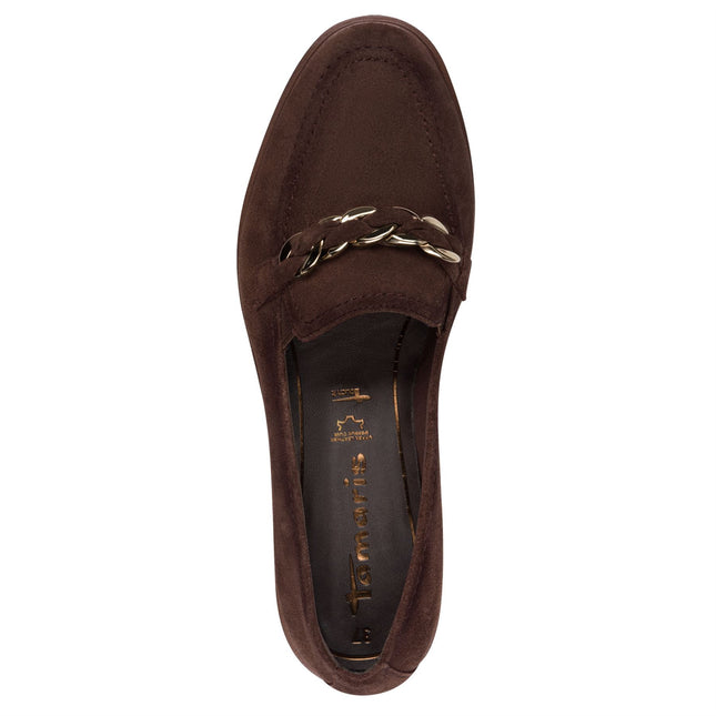 Tamaris Womens Mocca Brown Suede Leather Loafers Shoes