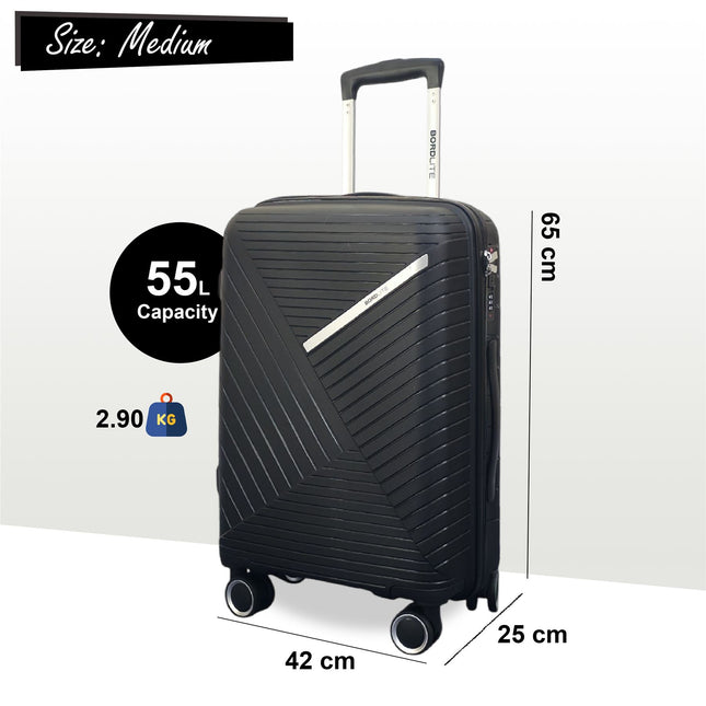 Robust PP Hard Shell 8 Wheels Luggage Travel Holiday Cabin Suitcase Set