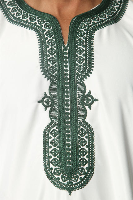Men's White Moroccan Thobe Djellaba Jubba Robe Eid