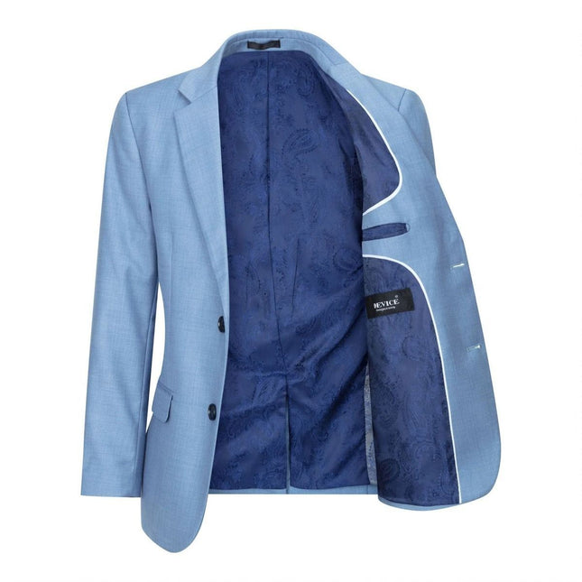 Boys 3 Piece Light Blue Classic Retro Suit