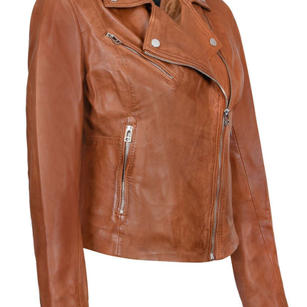 Womens Leather Biker Jacket-Zanzibar