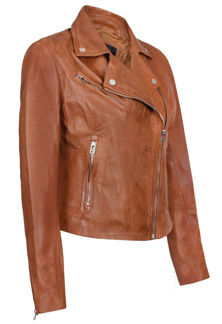 Womens Leather Biker Jacket-Zanzibar