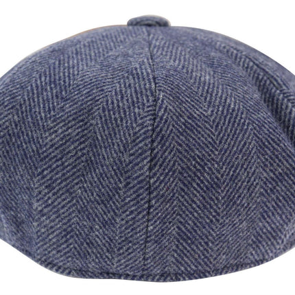 Mens Peaky Blinders Tweed Gatsby Flat Baker Hat With Razor Blade