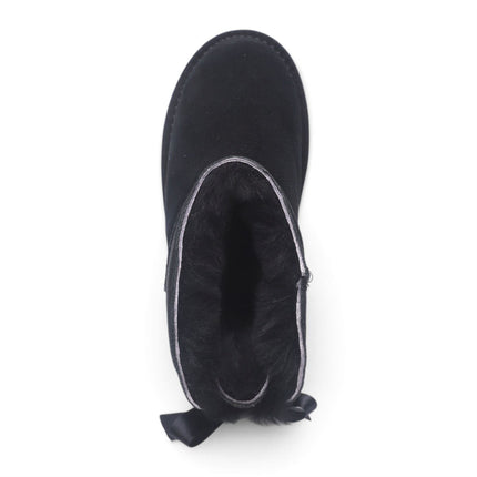 Women's Black Genuine Sheepskin Real Fur Winter Ankle Boots - Eclipse