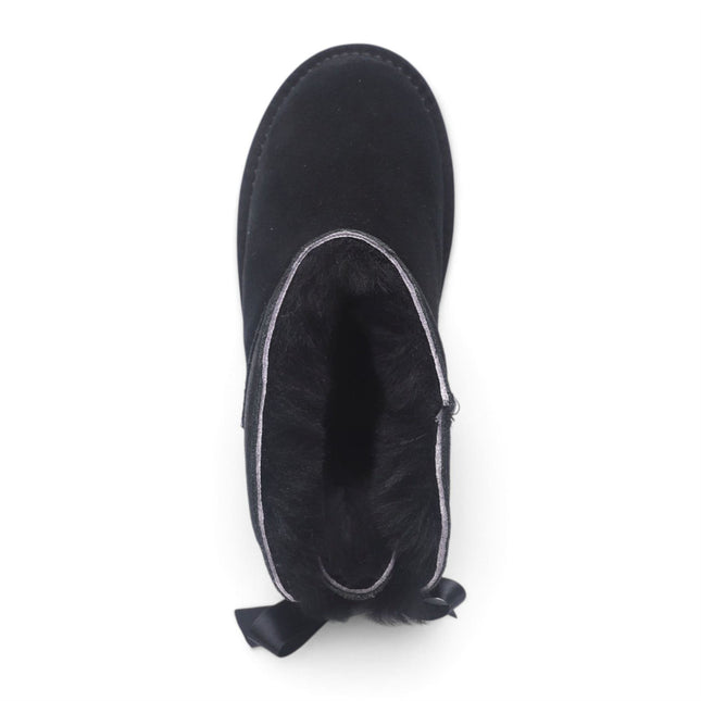 Women's Black Genuine Sheepskin Real Fur Winter Ankle Boots - Eclipse