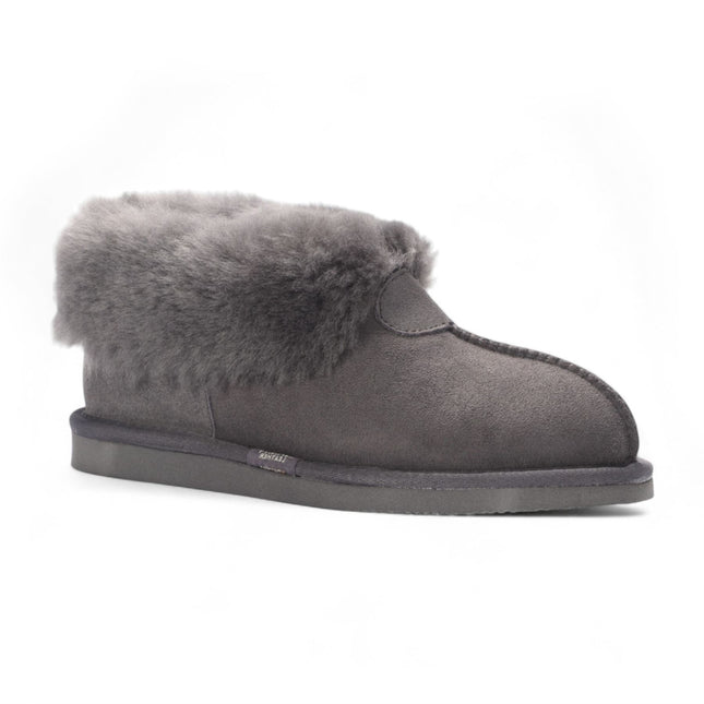 Women's Sheepskin Suede Ankle Grey Slip-On Bootie Winter - Glacier