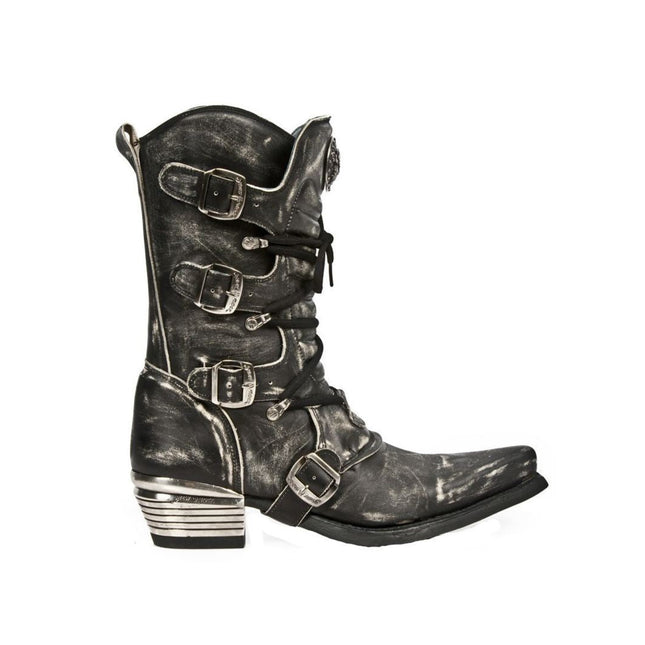 New Rock Men's Grey Dallas Leather Boots- M.7993-S3