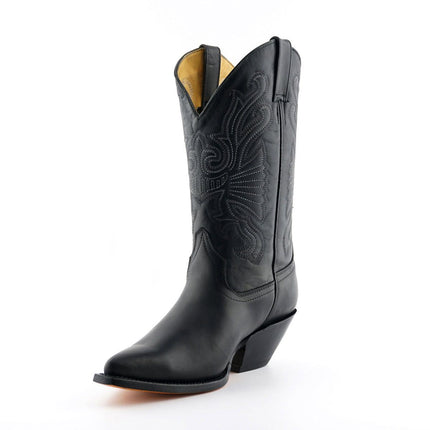 Grinders Black Leather Western Cowboy Boots - Buffalo