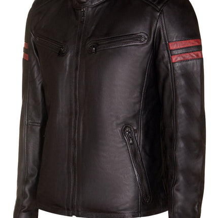 Mens Black Leather Retro Bomber Jacket - Rome
