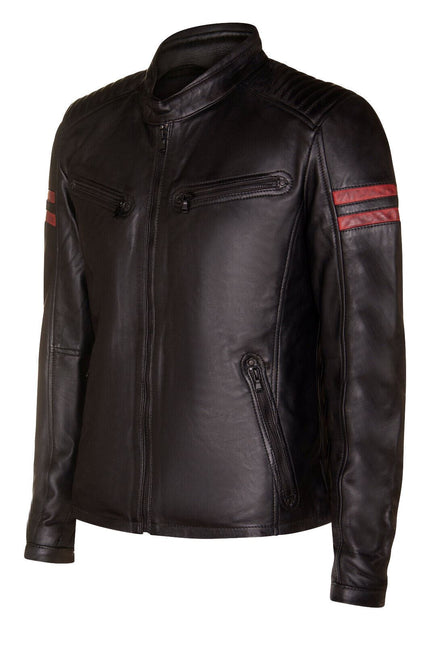 Mens Black Leather Retro Bomber Jacket - Rome