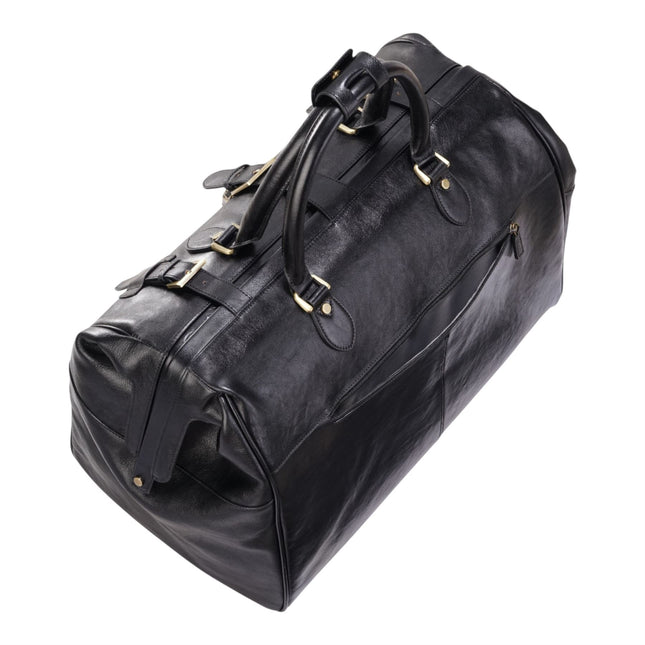 Genuine Leather Black Duffle Holdall Vintage Travel Gym Bag - Windsor
