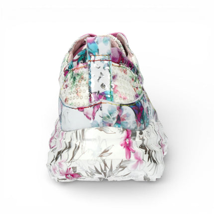 Laura Vita Women's Sofiao 07 Rose Pink Floral Leather Trainers Platform Sneaker Shoes